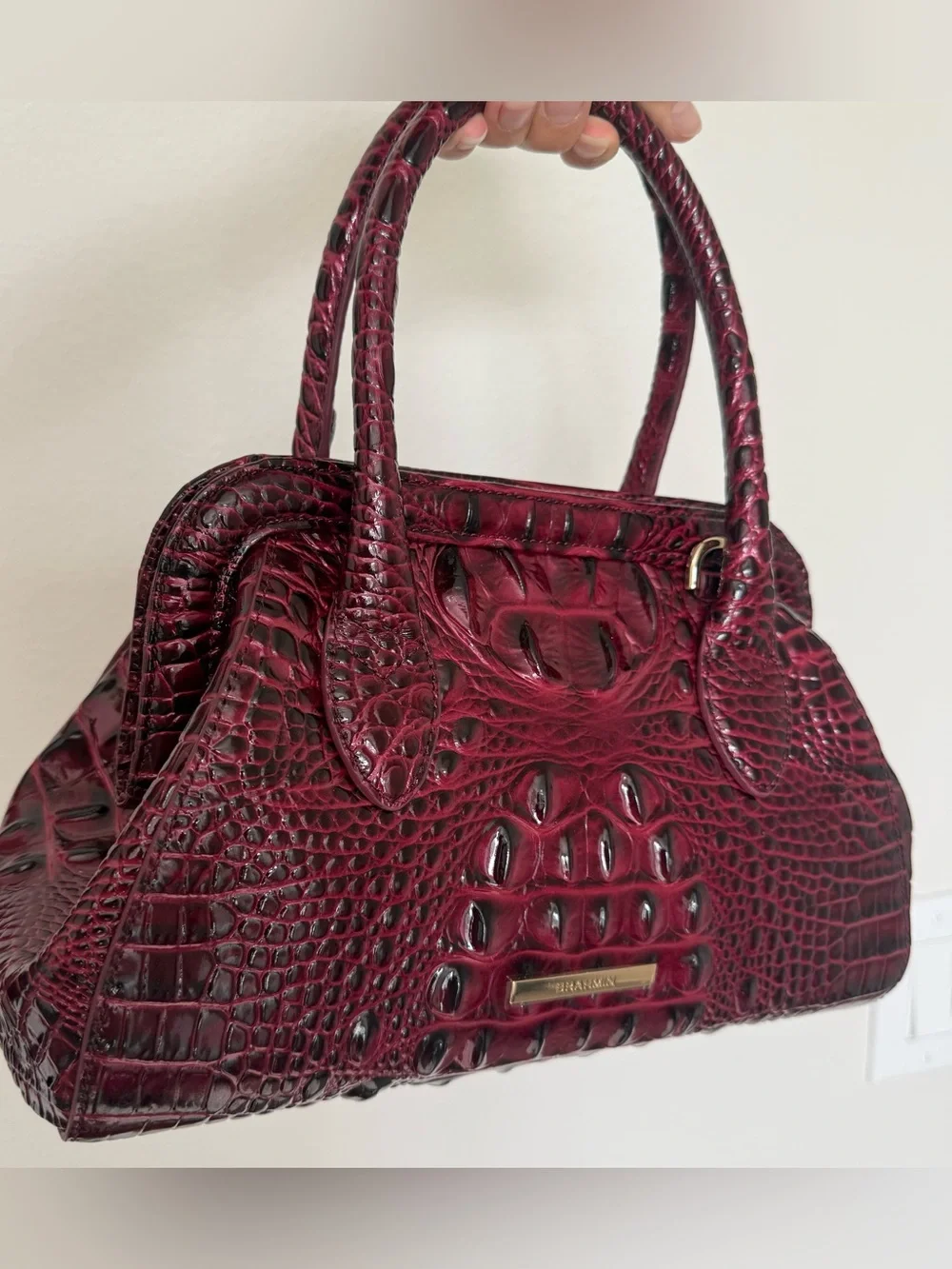 Brahmin Mika Satchel Cherry Lacquer Melbourne Leather